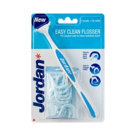 Jordan Easy Clean Flosser, Σύστημα Οδοντικού Νήματος με Λαβή, 1τμχ & 20τμχ Ανταλλακτικά Νήματα