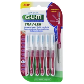 Gum Trav-Ler 1.4mm, Μεσοδόντια Βουρτσάκια Φούξια 6 Τεμάχια