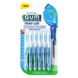 Gum Trav-Ler 1.6mm, Μεσοδόντια Βουρτσάκια Γαλάζιο 6 Τεμάχια