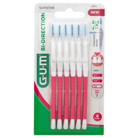 Gum Bi-Direction Antibacterial Bristles 2614 1.2mm Size 3, Gum Μεσοδόντια Βουρτσάκια αμφίδρομης κατεύθυνσης Size 3, 6 τμχ