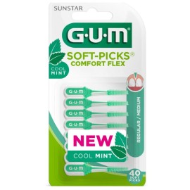 Gum Soft Picks Comfort Flex Cool Mint, Μεσοδόντια Βουρτσάκια Δοντιών με γεύση μέντα Μέγεθος Medium 40 τμχ