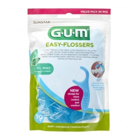 Gum Easy Flossers 890, Οδοντικό Νήμα Ελαφρώς Κερωμένο σε Διχάλες Μίας Χρήσης 90 Τμχ