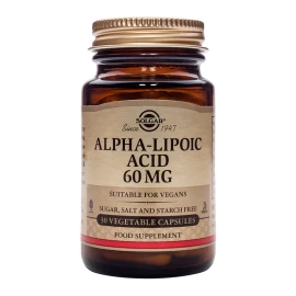 Solgar Alpha Lipoic Acid 60mg, Συμπλήρωμα Διατροφής Άλφα Λιποϊκού Οξέως με Αντιοξειδωτική Δράση για Τόνωση του Οργανισμού 30veg.caps