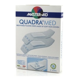 Master Aid Quadra Med, Αυτοκόλλητα Strips Λευκά με 2 Διαφορετικά Μεγέθη 78x20 & 78x26 mm 20 τμχ
