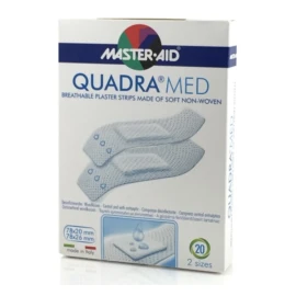 Master Aid Quadra Med, Αυτοκόλλητα Strips Λευκά με 2 Διαφορετικά Μεγέθη 78x20 & 78x26 mm 20 τμχ