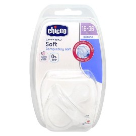 Chicco Physio Soft, Ανατομική Πιπίλα από Σιλικόνη σε Διάφανο Λευκό Χρώμα για Ηλικίες από 16 έως 36 Μηνών  1τμχ