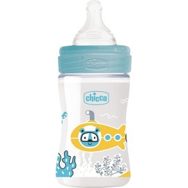 Chicco Well Being Bottle, Μπιμπερό Πλαστικό Με Θηλή Σιλικόνης από 0 Μηνών και Άνω σε Χρώμα Γαλάζιο 150ml