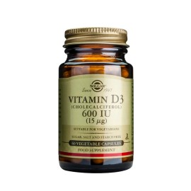 Solgar Vitamin D3 600IU (15μg) Συμπλήρωμα Διατροφής Βιταμίνης D3 με Πολλαπλά Οφέλη για τον Οργανισμό, Ιδανικό για την Υγεία των Οστών & των Αρθρώσεων, 60veg.caps