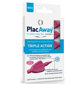 Plac Away Triple Action Brushes, Μεσοδόντια Βουρτσάκια 0.4mm ISO 0, Ροζ 6τμχ