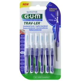 Gum Trav-Ler 1.2mm, Μεσοδόντια Βουρτσάκια Μωβ 6 Τεμάχια