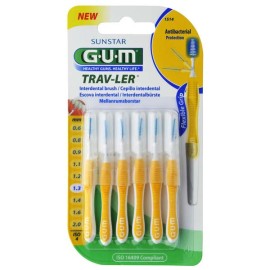 Gum Trav-Ler 1.3mm, Μεσοδόντια Βουρτσάκια Kίτρινο 6 Τεμάχια