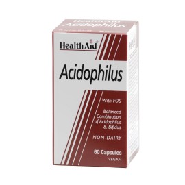 Health Aid Acidophilus with FOS, Συμπλήρωμα για υγιές Πεπτικό & Ανοσοποιητικό σύστημα 60caps