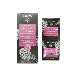 Apivita Express Face Mask Artichoke, Μάσκα Προσώπου με Αγκινάρα 2x8ml