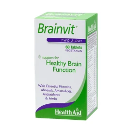 Health Aid Brainvit, Συνδυασμός από βταμίνες για την Υγιή Λειτουργία του Εγκεφάλου, Μνήμης, Συγκέντρωσης & Διαύγειας, 60tabs