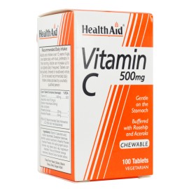 Health Aid Vitamin C 500mg Chewable, Μασώμενες ταμπλέτες βιταμίνης C με Αγριοτριανταφυλλιά & Ασερόλα 100tabs