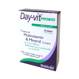 Health Aid Day-vit  PROBIO, Βιταμίνες & Μέταλλα με Προβιοτικά & Συνένζυμο Q10, Πολυβιταμινούχο Με Προβιοτικά 30Veg tabs