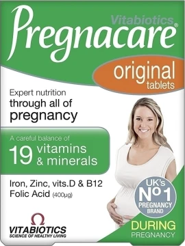 Vitabiotics Pregnacare Original, Συμπλήρωμα διατροφής 19 απαραίτητων βιταμινών & μετάλλων που μπορούν να συμβάλλουν στη διεξαγωγή μιας υγιούς εγκυμοσύνης. 30 Tablets