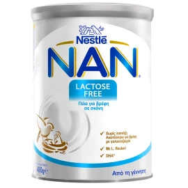 Nestle Nan Lactose Free, Γάλα για Βρέφη σε Σκόνη από τη Γέννηση 400gr