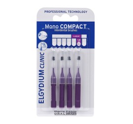 Elgydium Clinic Mono Compact Purple 0.8mm , Μωβ Μεσοδόντια Βουρτσάκια  4τμχ