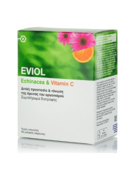 Eviol Echinacea & Vitamin C, Διπλή προστασία & τόνωση της άμυνας του οργανισμού 60soft caps
