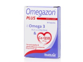 Health Aid Omegazon Plus Ω3 + CoQ10, Συμπλήρωμα Διατροφής για την Καλή Λειτουργία του Καρδιαγγειακού Συστήματος, 30caps