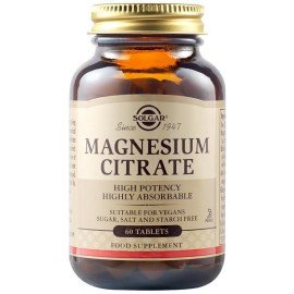 Solgar Magnesium Citrate 200mg, Συμπλήρωμα Διατροφής με Κιτρικό Μαγνήσιο για την Καλή Λειτουργία των Μυών & του Νευρικού Συστήματος 60tabs