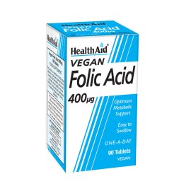 Health Aid Folic Acid 400mg Vegan, Φολικό οξύ 90Veg Ttabs