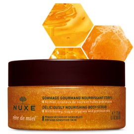 Nuxe Reve de Miel Deliciously Nourishing Body Scrub, Απολαυστικό Θρεπτικό Scrub σώματος. Με μέλι, κρυστάλλους ζάχαρης και πολύτιμα έλαια 175ml