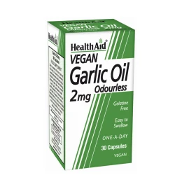 Health Aid Garlic Oil 2mg Odourless Vegetarian, Άοσμο Έλαιο Σκόρδου με αντιοξειδωτική δράση 30Vegan Caps