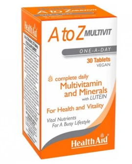Health Aid A To Z Multivit 90tabs, Καθημερινή κάλυψη του οργανισμού με τις απαραίτητες βιταμίνες & μέταλλα.
