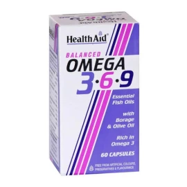 Health Aid Omega 3-6-9 1155mg, Ιχθυέλαια με Έλαια Μποράγκου & Ελιάς για την κυκλοφορία της καρδιάς, του κυκλοφορικού & του εγκεφάλου 60caps