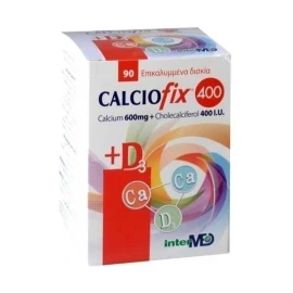 Intermed Calciofix Calcium 600mg + 400IU D3, Συμπλήρωμα Διατροφής Aσβεστίου & Βιταμίνης D3 90Tabs
