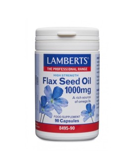 Lamberts Flax Seed Oil 1000mg, Ελαιο Λιναρόσπορου για την Υγεία του καρδιαγγειακού συστήματος, την Υγεία του δέρματος & τη Διατήρηση της κινητικότητας των αρθρώσεων, 90caps