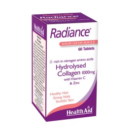  HealthAid Radiance Hydrolysed Collagen 1000 mg with Vit.C, Για την υγεία των μαλλιών & των νυχιών, για δέρμα ελαστικό χωρίς ρυτίδες και για υγιείς αρθρώσεις & συνδέσμους 60tabs