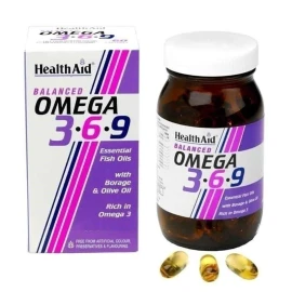 Health Aid Omega 3-6-9 1155mg, Ιχθυέλαια με Έλαια Μποράγκου & Ελιάς για την κυκλοφορία της καρδιάς, του κυκλοφορικού & του εγκεφάλου 90caps