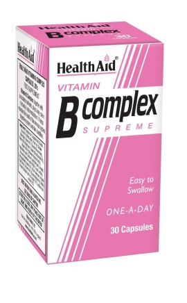 Health Aid Vitamin Β Complex Supreme, Συμπλήρωμα Για Μεταβολισμό, Νευρικό & Ανοσοποιητικό Σύστημα 30caps