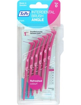 Tepe Interdental Brush Angle Pink 0,4 mm, Μεσοδόντια Βουρτσάκια Μέγεθος 0, 0.4mm Ρόζ 6 Τμχ