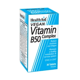 Health Aid Vitamin  B50 Complex, Ενισχυμένος συνδυασμός βιταμινών του Συμπλέγματος Β, 30tabs