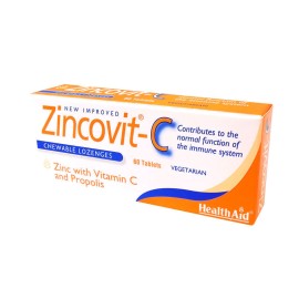 Health Aid Zincovit-C, Συμπλήρωμα για Το Ανοσοποιητικό & Τις Εποχιακές Ιώσεις, 60 Μασώμενες Ταμπλέτες